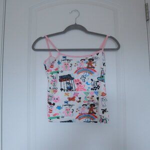 🎨 Colorful Graffiti-Print Cami Top – Fun & Playful